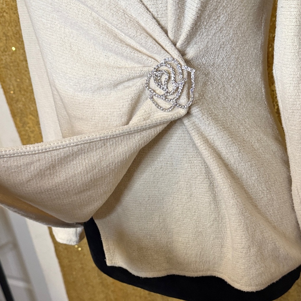 Zara Cream Long Sleeve Wrap Blouse - Picture 4 of 8